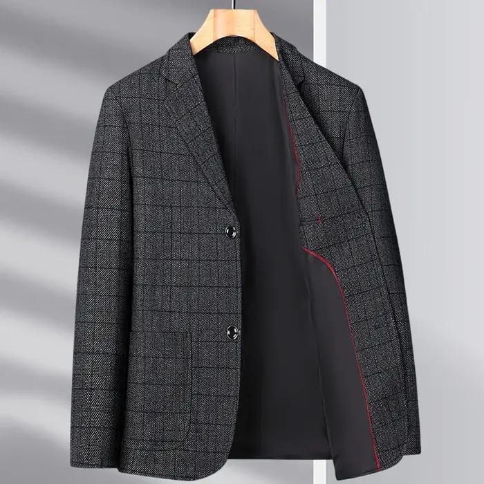 Pour l'automne et l'hiver 2025, vestes de costume en laine décontractées pour hommes d'âge moyen et
