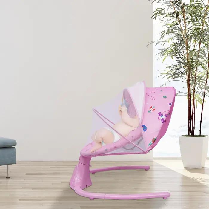 Balançoire réglable pour bébé – Télécommande, 4 vitesses de balançoire, coussin confortable pour nou
