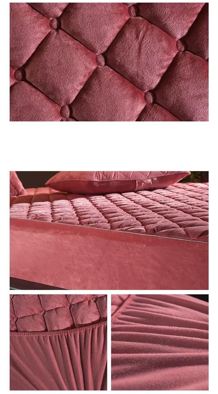 Housse de matelas matelassée épaisse en peluche, drap-housse chaud et doux en velours cristal, King