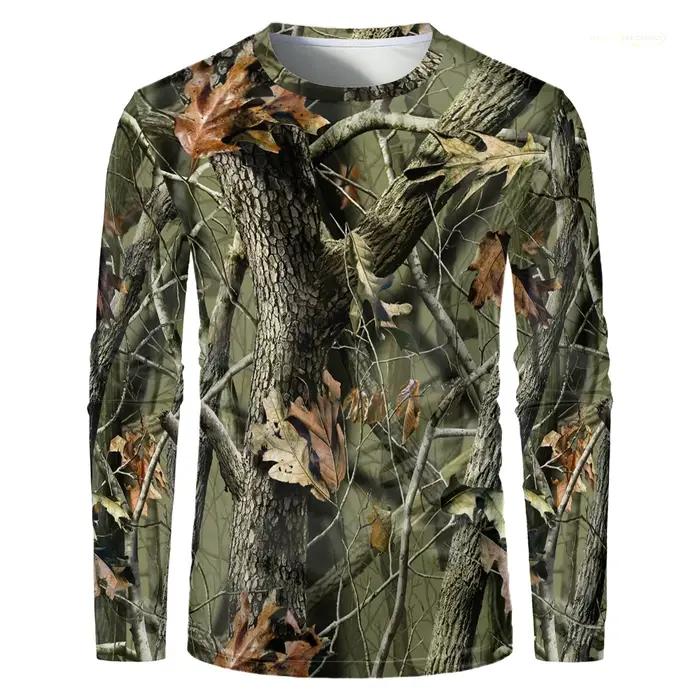 Hommes Camouflage forêt chasse T-shirt Utdoor séchage rapide respirant randonnée à manches longues T