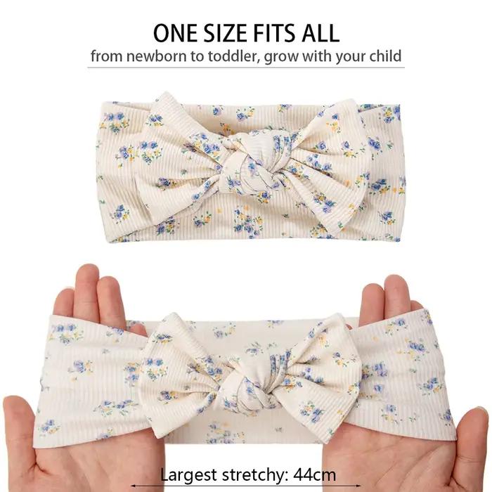 3 pièces/lot Ins côtelé bébé filles bandeaux Floral rouge coeur Dasiy imprimer arcs élastiques bande