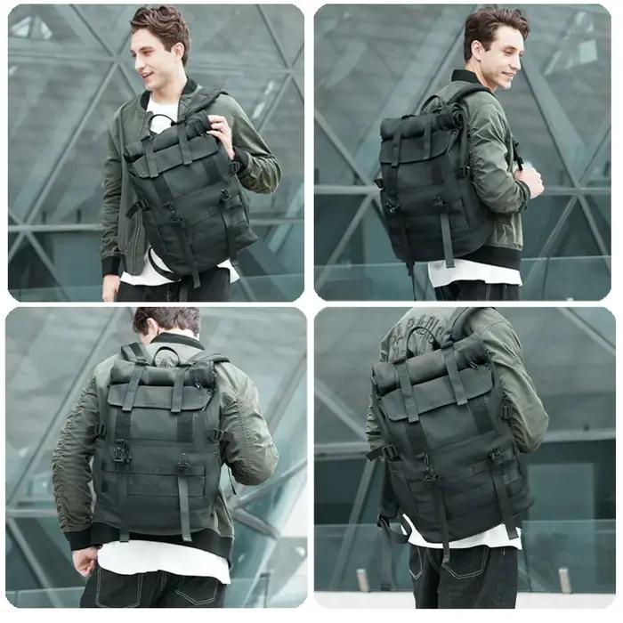 MOYYI 3 en 1 sac à dos pour ordinateur portable extensible hommes femmes grand rouleau haut voyage s