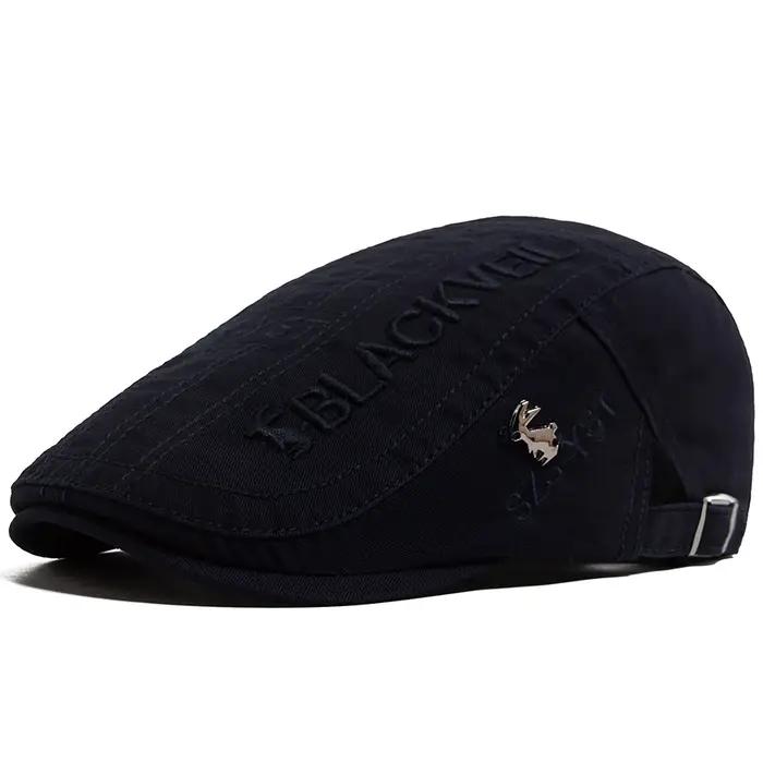 Béret pour hommes, casquette plate brodée de lapin, visière de printemps et d'été pour hommes, casqu