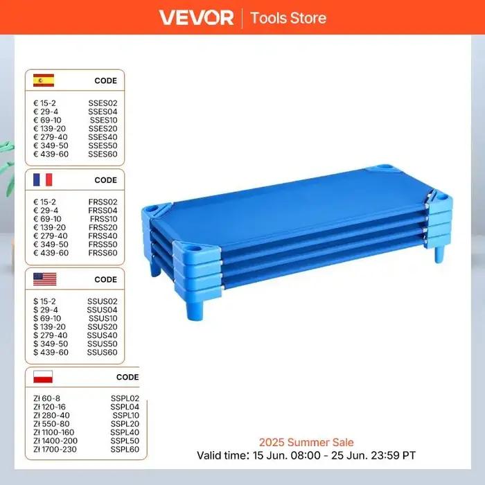 VEVOR Lit de sieste empilable pour enfant, 4 pcs, lit de couchage portable pour tout-petits, 130 x 5