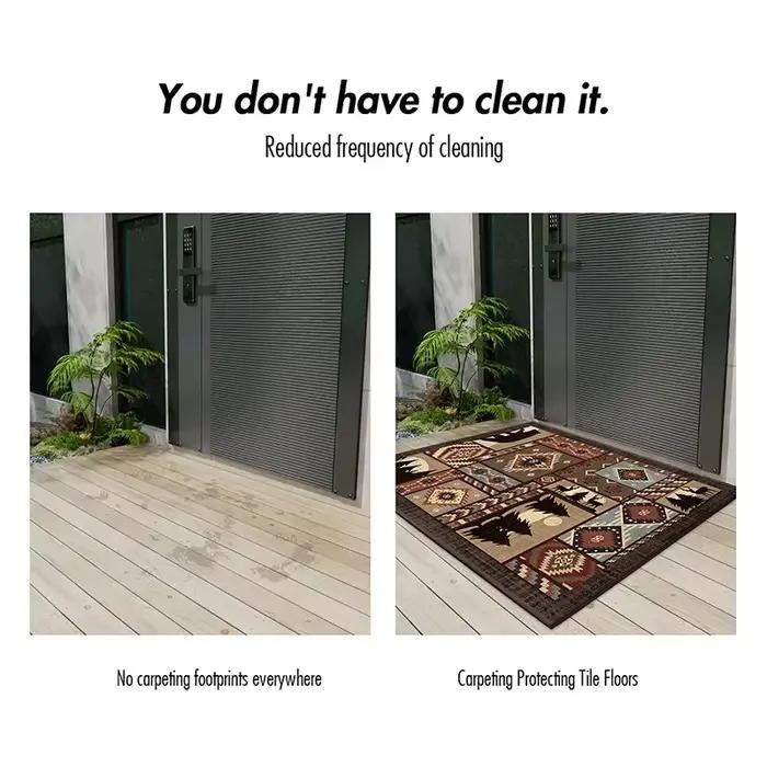 Tapis d'entrée de porte de style européen classique, matériau en polyester résistant aux virus de salle de bain, décoration de la maison, non ald D343
