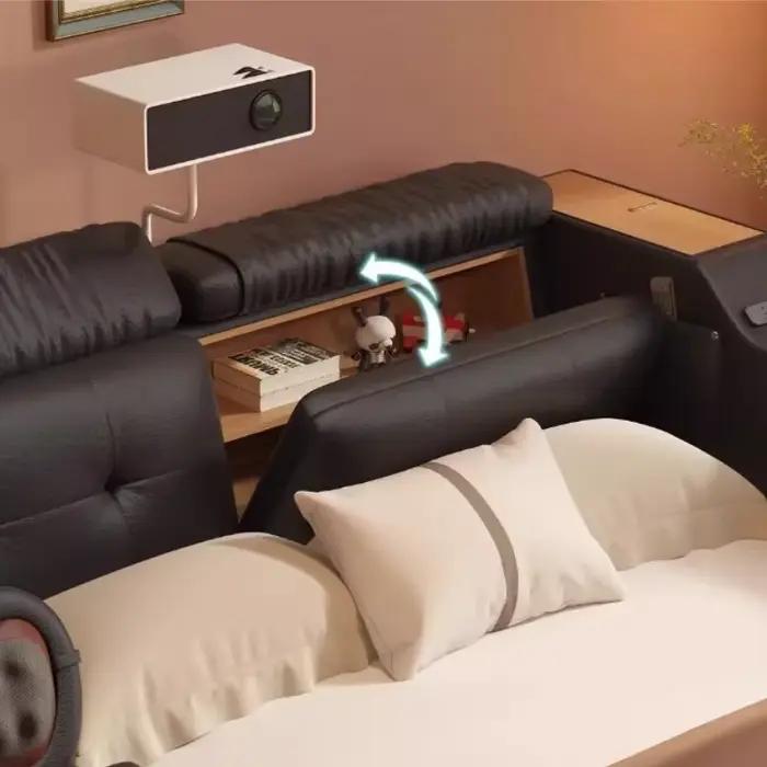 Lit de rangement noir avec tête de lit capitonnée 180x200 pour deux personnes moderne queen chambre de luxe occasions spéciales