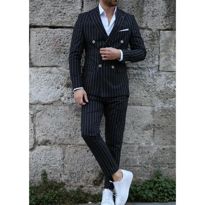 Costumes de classe rayés complets pour hommes, olympiques pour hommes, double boutonnage, haute qual