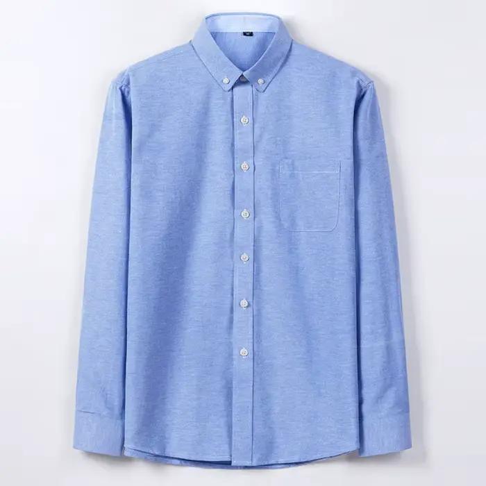 Chemise à manches longues pour hommes, tissée Oxford, décontractée, sans repassage, haut slim, confo