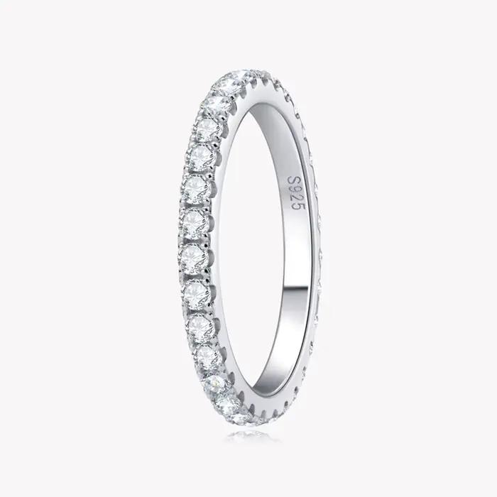 KNOBSPIN-Bague Moissanite en Argent Sterling 925 et Or Blanc Massif 18k, Alliance d'Éternité, Fiança