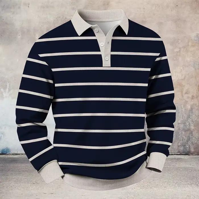 Chemise à col rabattu sur mesure – Chemise à manches longues pour homme avec des accents à fines ray