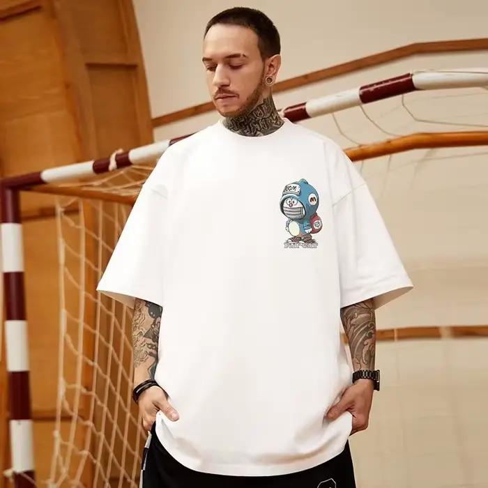 M-8XL hommes T-Shirt surdimensionné ample mode américaine Vintage masque Kitty imprimé T-Shirt Simpl
