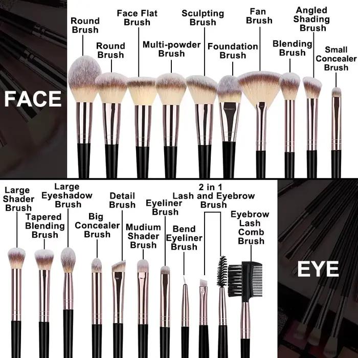 Ensemble professionnel de 3 à 20 pinceaux de maquillage, doux et moelleux, pour fard à paupières, fo