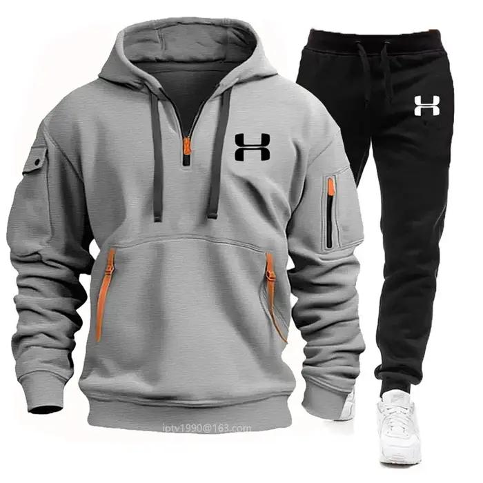 Sweat à capuche à manches longues et pantalon de sport et de loisirs pour hommes, combinaison de jog
