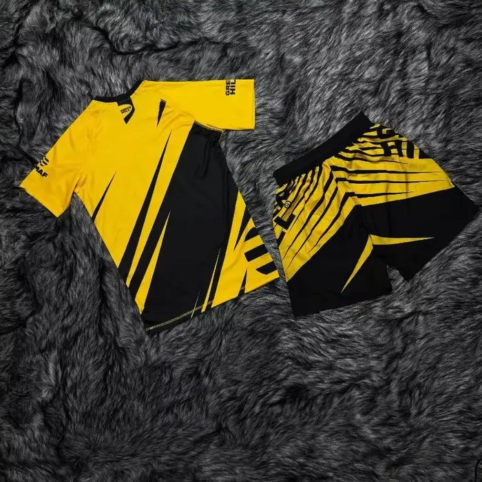 Nouvel ensemble sportif IMMAF 2026 – T-shirts et shorts graphiques noirs et roses pour hommes, sécha