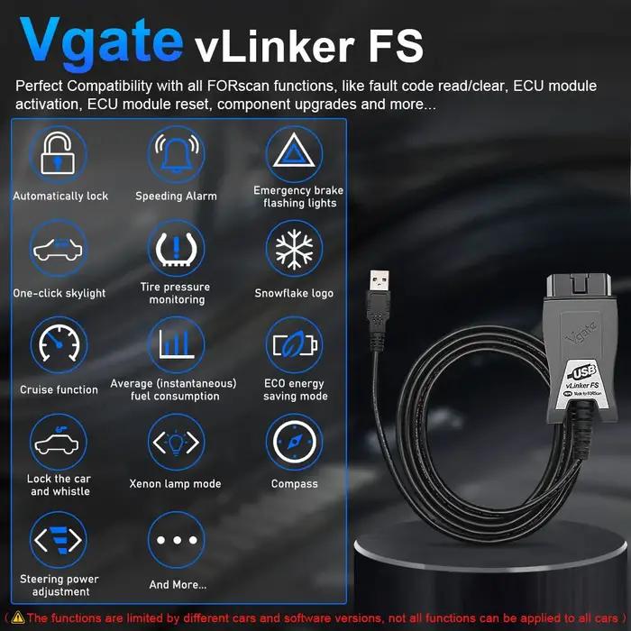 Vgate vLinker elasticity ELM327 pour Ford FORScan HS MS LilELM 327 OBD 2 OBD2, outils petde EAU de d