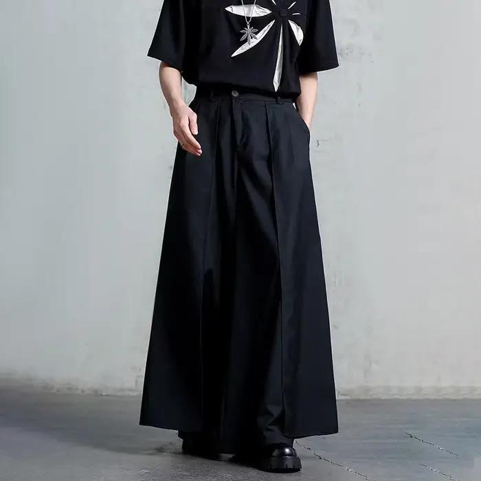 Jupe-pantalon pour hommes, Style gothique foncé japonais, culotte Double couche, personnalité de la