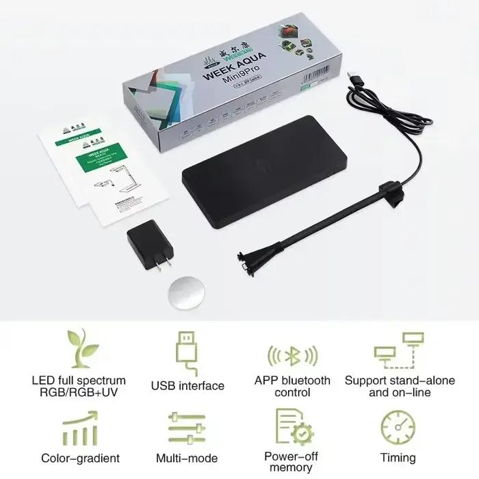 WEEK AQUA USB lumière d'aquarium plante grandir spectre complet LED écologie Microlandspape lumière