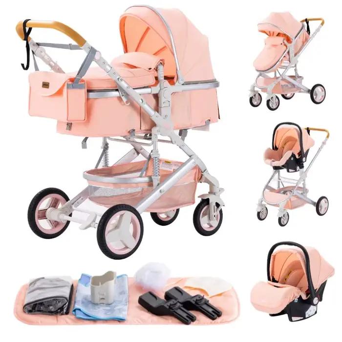 Poussette bébé, siège réversible 3-en-1 avec mode couché, poussette pliable pour nourrisson, pousset