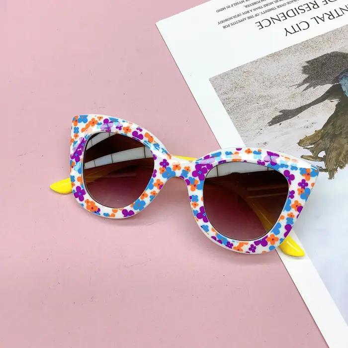 Nouveau sac de voyage à la mode, lunettes de soleil à fleurs pour enfants, Anti UV, lunettes de Prot