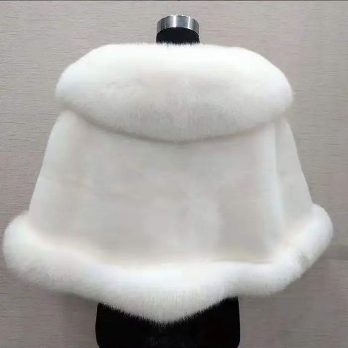 Mode hiver chaud châle épaissir mariée Cardigan Cape manteau fausse fourrure col châle nouvelle écha