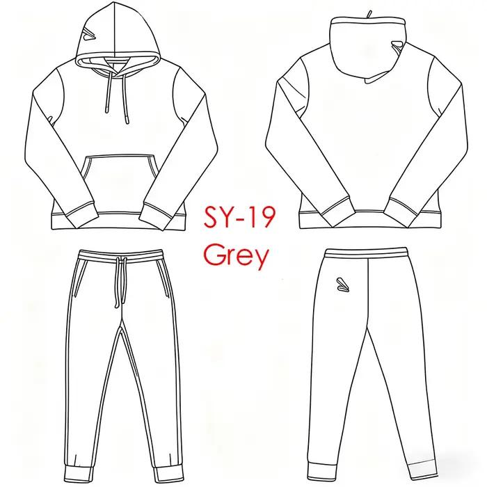 SY-19 unisexe coton survêtement ensemble Streetwear confortable Jogging sweat à capuche et pantalon