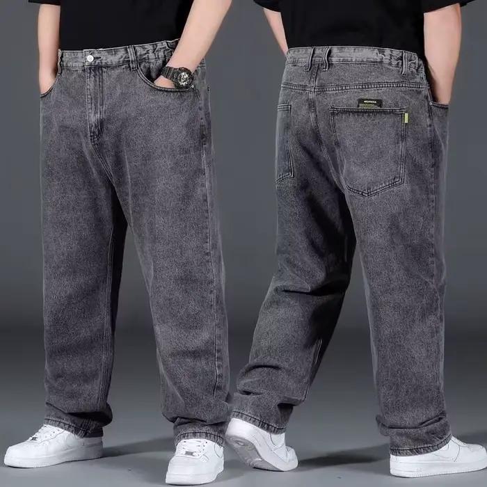 Jean surdimensionné pour homme, pantalon en Denim, grande taille, Baggy Y2k, Cargo noir, jambes larg