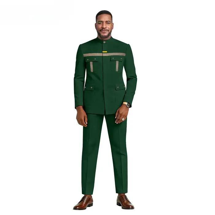 Nouvel ensemble deux pièces décontracté et coloré pour homme africain, coupe ajustée - Costume pour