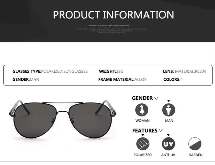 Lunettes de soleil hommes polarisées mode classique pilote lunettes de soleil pêche conduite lunette