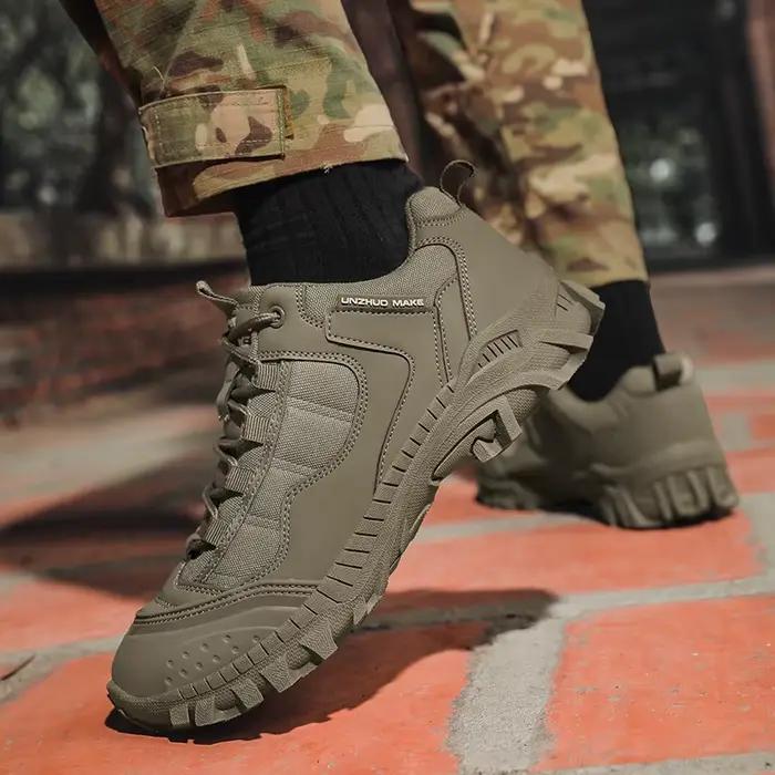 Hommes bottes tactiques anti-dérapant travail à lacets unisexe armée chaussures en plein air randonn