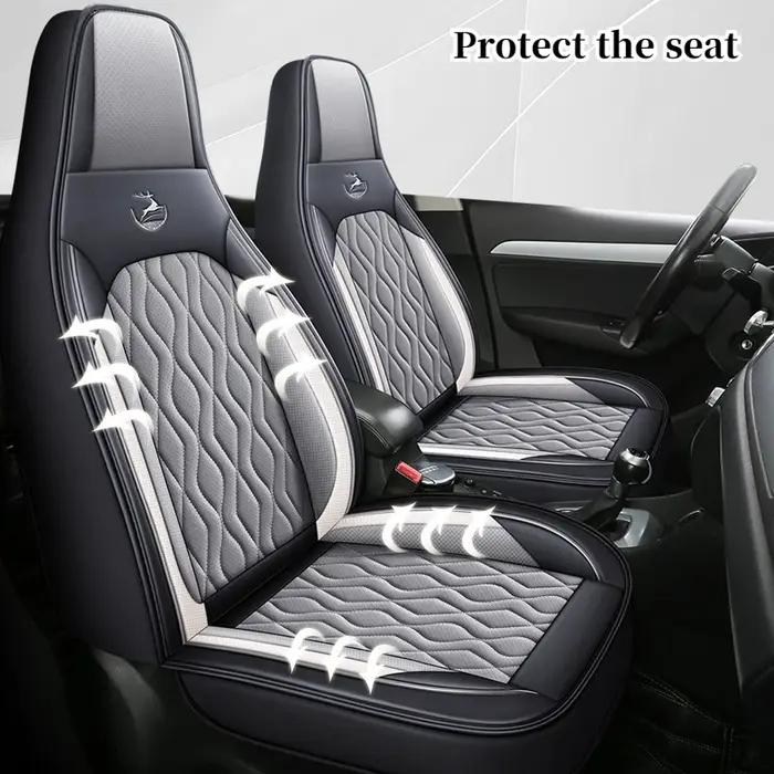 Housse de siège de voiture simple universelle en cuir PU perforé design entièrement enveloppant confortable pour toutes les saisons adapté à la plupart des voitures