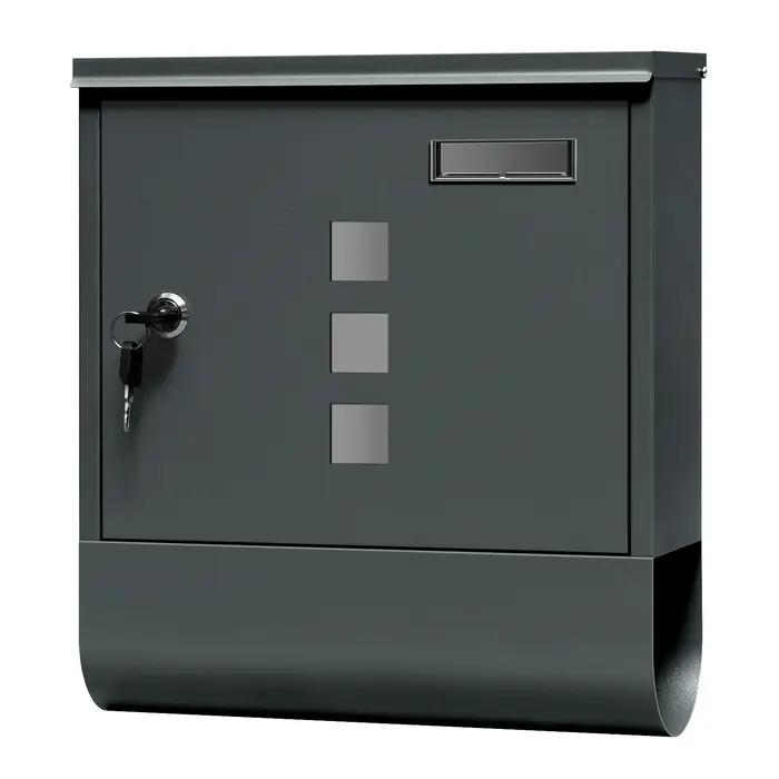 WOLTU – boîte aux lettres moderne Anthracite, avec porte-journaux, fenêtre transparente, étiquette n