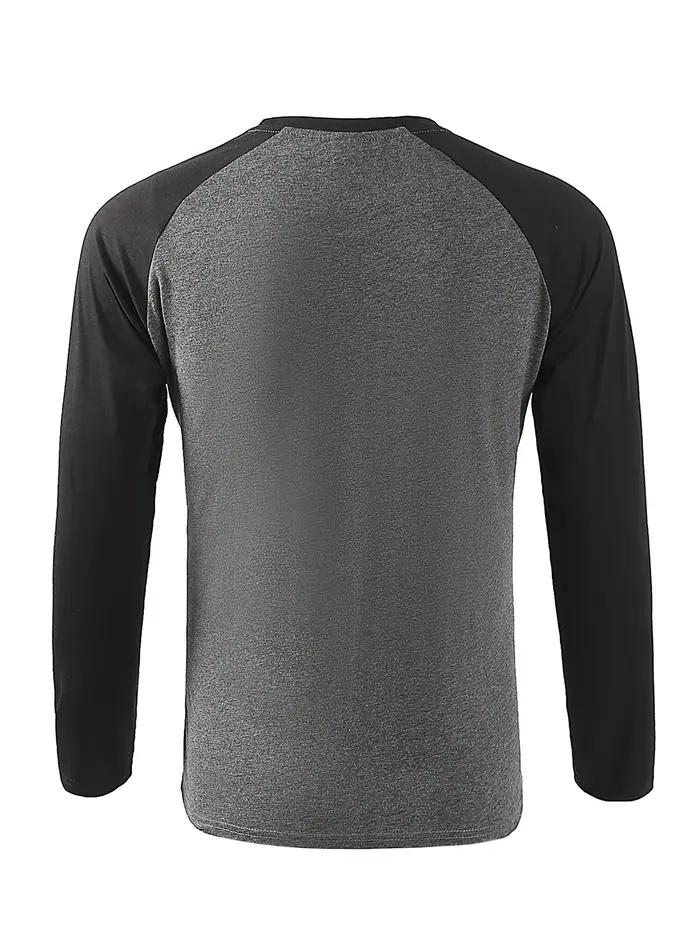 T-shirts pour hommes à manches longues col rond Pactwork manches Raglan décontractées couleur assort