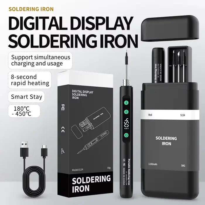 Fer à souder sans fil JCD Portable 180-450 ° Kit de soudage USB-5134 avec batterie intégrée à tempér