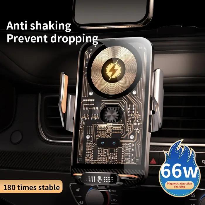 Support de téléphone portable pour voiture, chargeur sans fil 66W, Clip de ventilation Intelligent à