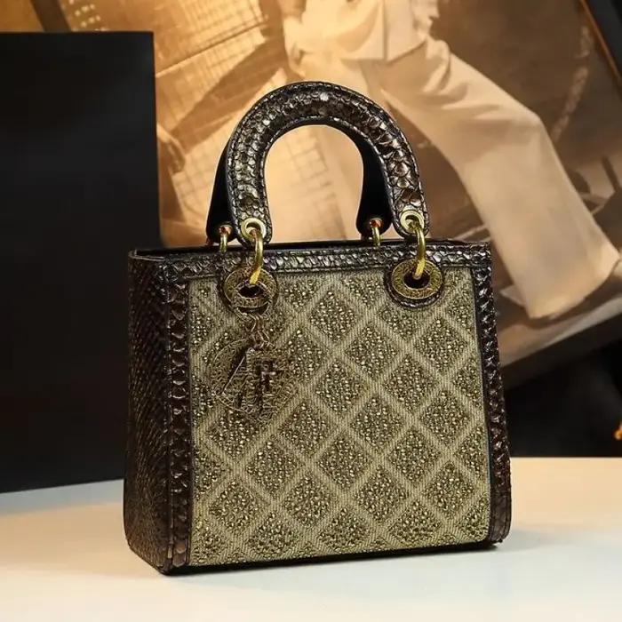 Petit sac à main entièrement en strass, sac à bandoulière de luxe en cuir véritable pour femmes, sac