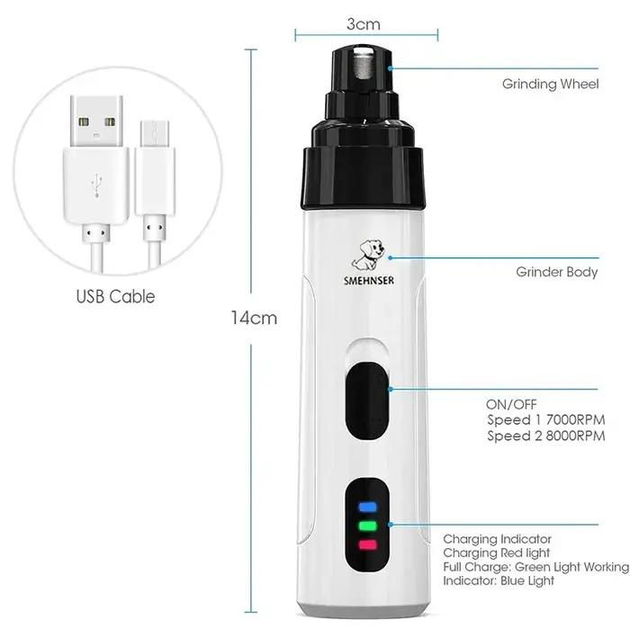 Broyeur à Ongles Électrique Indolore Rechargeable par USB, Coupe-Ongles Silencieux pour Chien et Cha