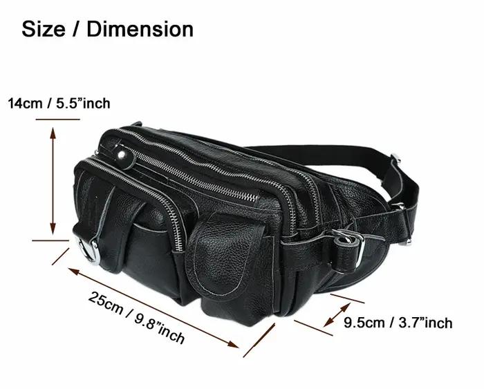 Sac de taille en cuir véritable pour homme, accessoire à la mode, 2017