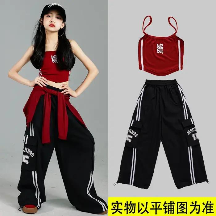 Costume de spectacle de danse Jazz pour filles, Costume d'entraînement Hip-hop rouge, Costume de pho