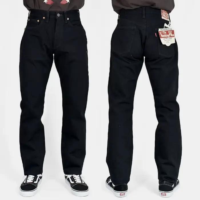 FREEWHEELERS & CO Lot 601 Jeans noirs à bord rouge 14oz