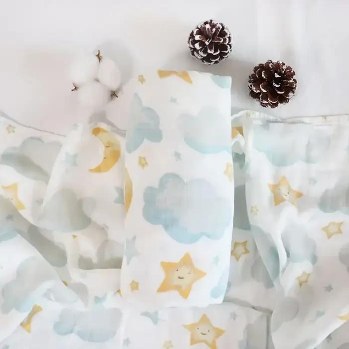 Couverture en Mousseline de Coton et Bambou Doux pour Bébé, Serviette de Bain Ronde pour Poussette,