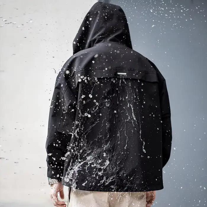 Maden-Veste à capuche multipoches pour homme, manteau de sport de plein air, veste polyvalente, noir