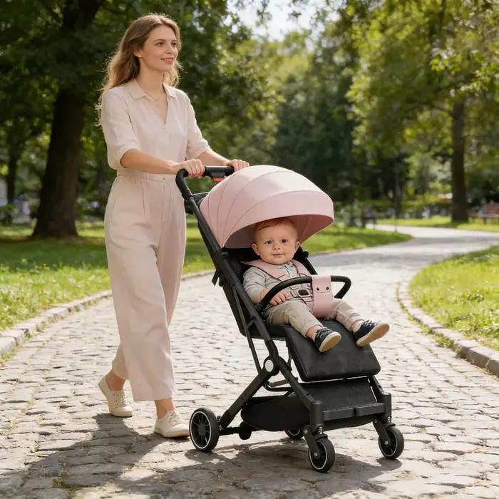Poussette pliable légère - 6 mois à 4 ans - 360 ° Roues pivotantes - Ultralégères - Dossier réglab