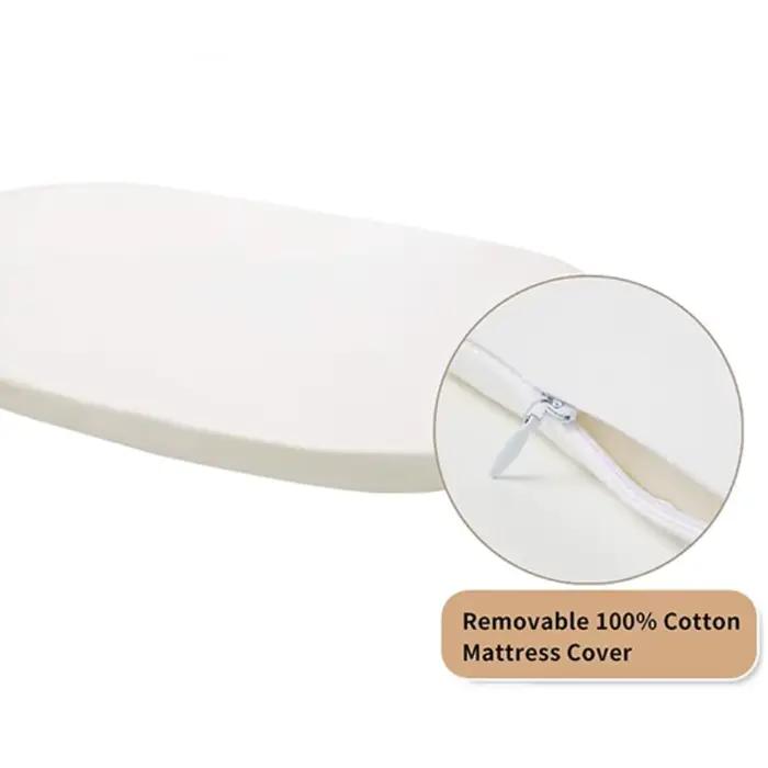Matelas de berceau en mousse de coton biologique pour bébé avec doublure en feuille supplémentaire pour berceau panier allaitement sécurité douceur confort hypoallergénique