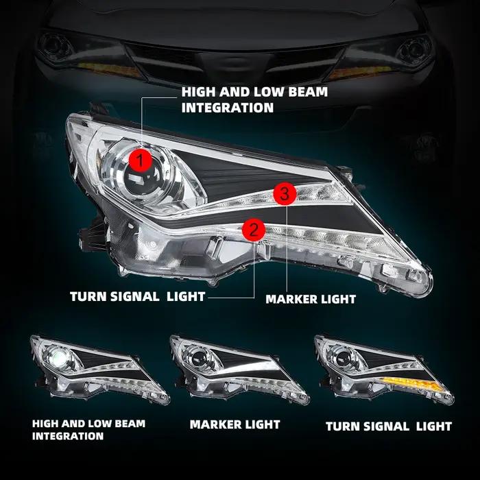 Depo – ensemble de phares adaptés à la Toyota RAV4, phares LED modifiés, lentille Laser, feux de jou