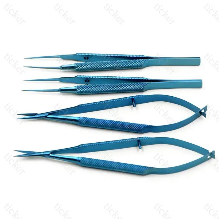Ensemble de suture pour micro-instrument d'ophtalmologie, 4 pièces, ciseaux cornésels chirurgicaux m