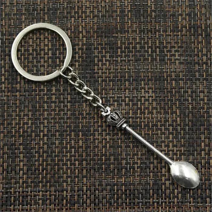 Mini Cuillère avec Porte-Clés pour Dessert, Petite Cuillère de Cuisine Vintage, Cadeau Pendentif DIY
