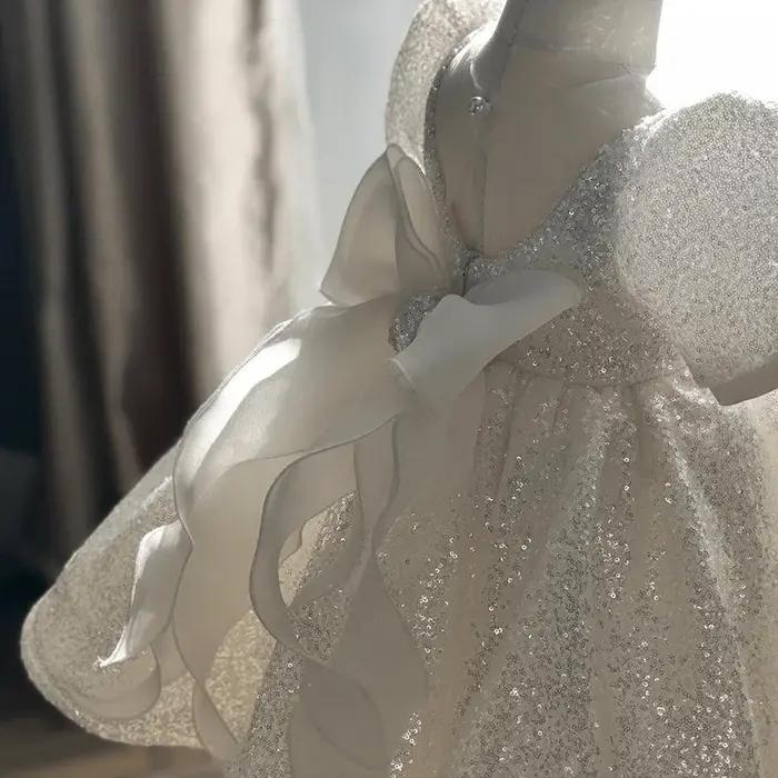 Robe de bal d'anniversaire pour bébé fille de 1 à 14 ans, tenue Tutu princesse à paillettes, avec nœ