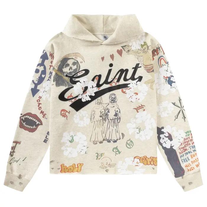 Nouveau Saint Graffiti sweat à capuche imprimé pull hommes femmes haute qualité 25fw tissu lourd uni