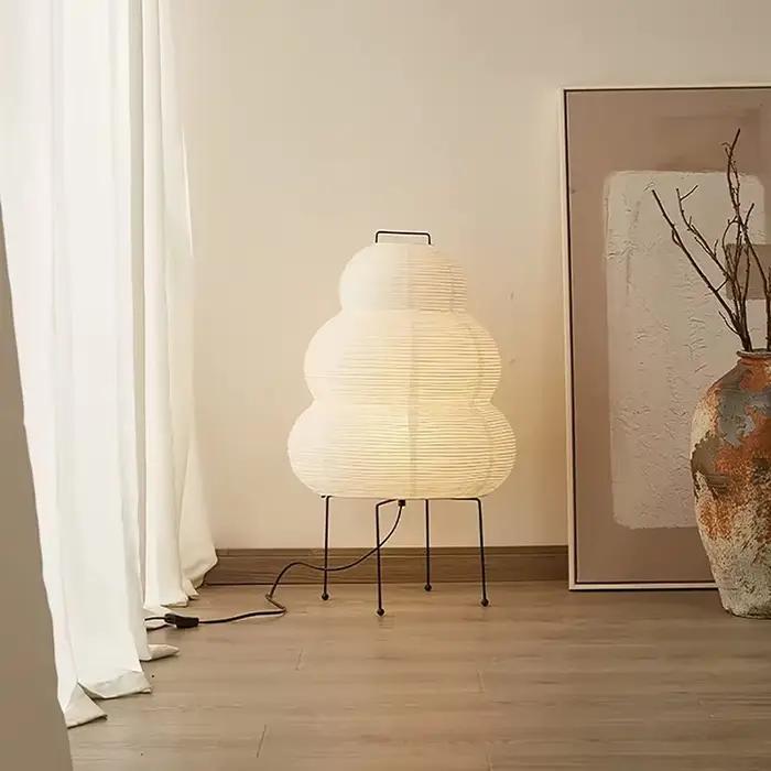 Lampe de Table Blanche en Papier de Riz au Design Japonais, Luminaire Décoratif d'Nik, Idéal pour un