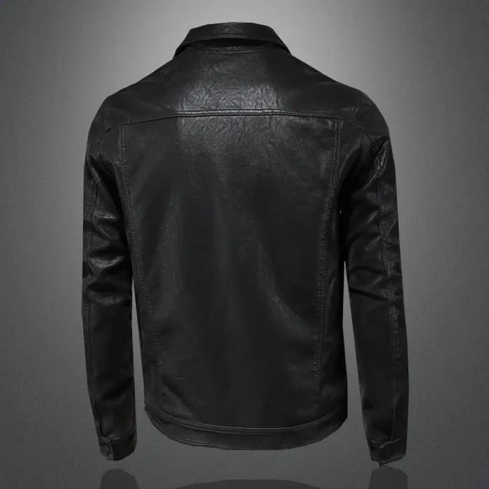 Beau manteau en cuir de moto pour hommes avec document solide Revers Mince mn M-4XL homme 2024 Autom